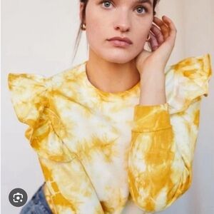 Clare V. Ruffle tie die sweatshirt